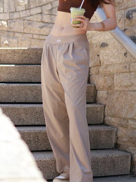 ALO Yoga Pants - ALO Yoga 🏆 Suit Up Trouser Gravel Color (Regular) Wide Leg Brand New